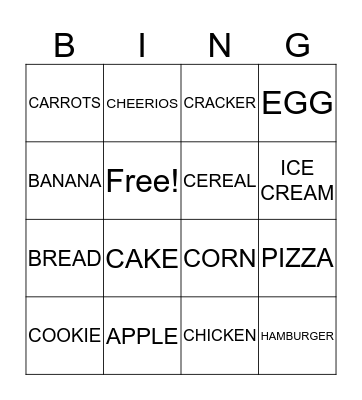 FOOD Bingo Card