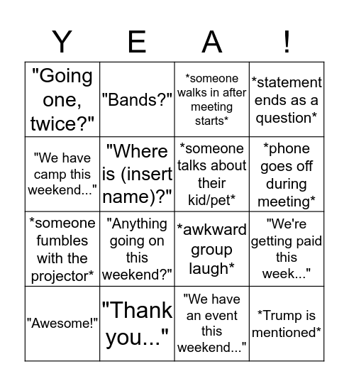 All Staff Buzzword Bingo Card