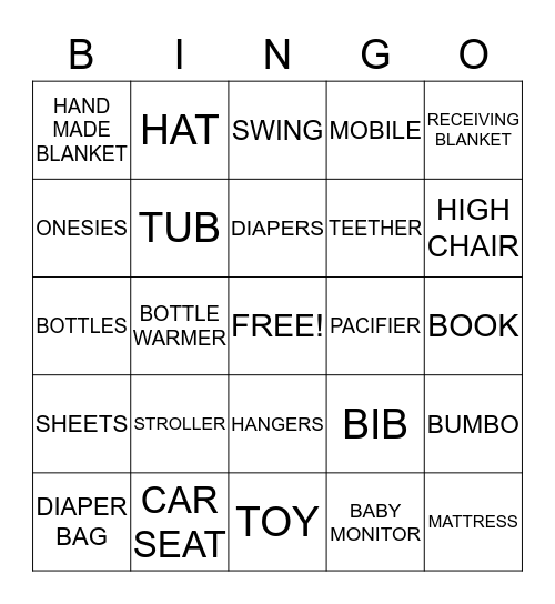 BABY BINGO Card