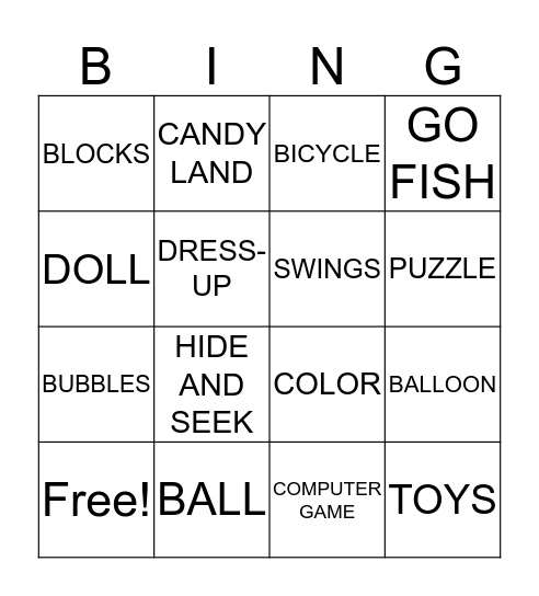 GAMES Bingo Card