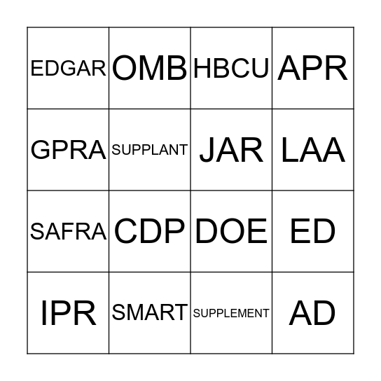 TITLE III PROGRAMS Bingo Card