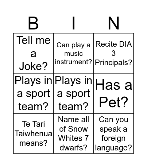 Let's Get To Know Each Other! Bingo Card