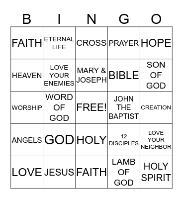 BIBLE BINGO Card