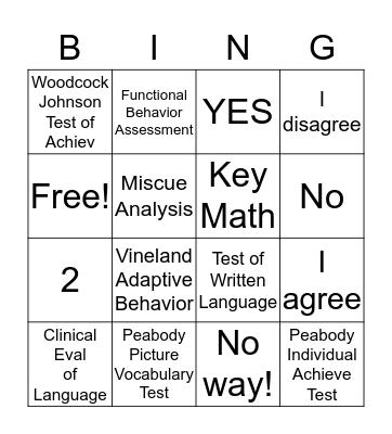 530 Assessment BINGO Card