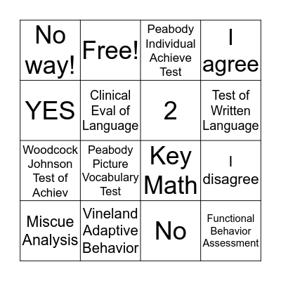 530 Assessment BINGO Card