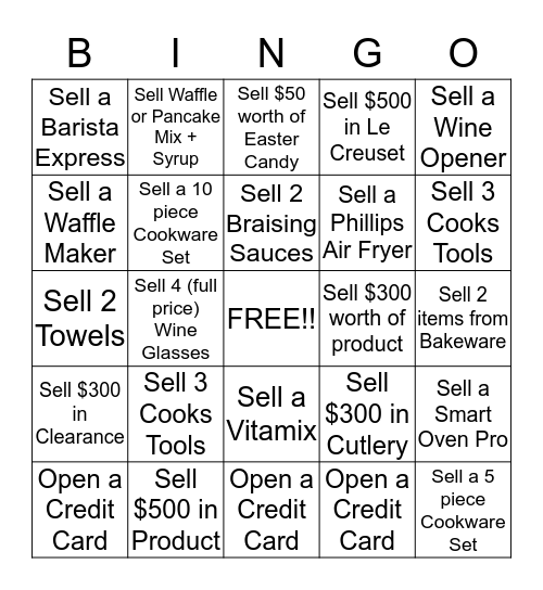 Start Date 3/30/17 End Date 4/6/17 Bingo Card