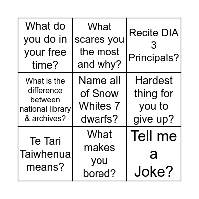 Let's Get To Know Each Other! Bingo Card