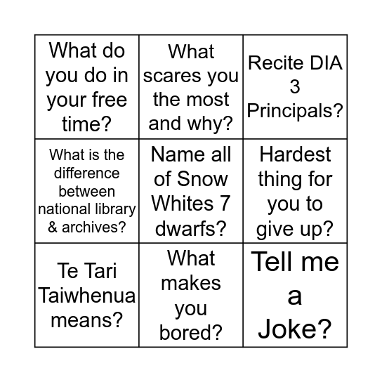 Let's Get To Know Each Other! Bingo Card