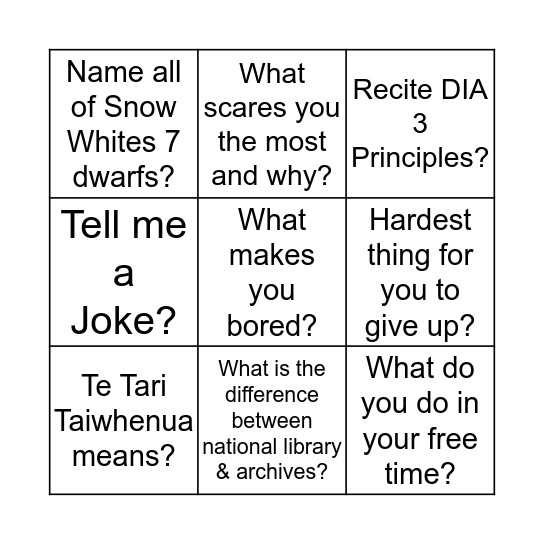 Let's Get To Know Each Other! Bingo Card