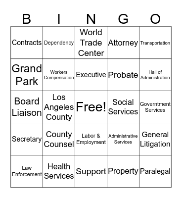 COUNTY COUNSEL BINGO! Bingo Card