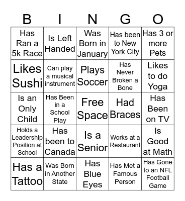 FIND SOMEONE WHO... Bingo Card