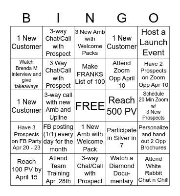 Spring Forward Bingo Card