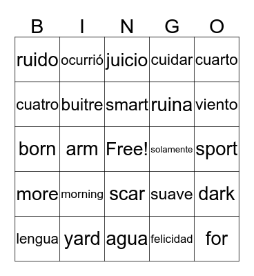 Lista # 15 Bingo Card