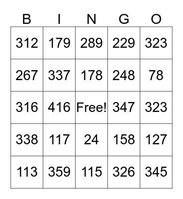 Estimating Fractions Bingo Card