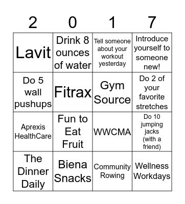 Emerging Trends in Wellness Conference 2017 Bingo Card