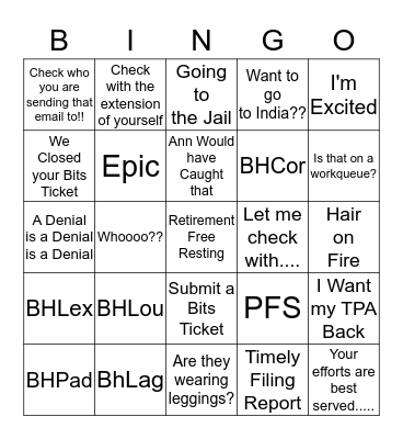 Ann's Retirement Bingo Card