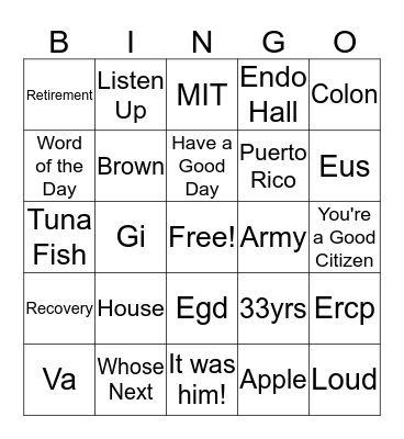 Handy Manny Bingo Card