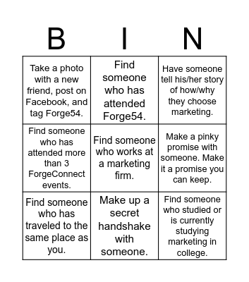 ForgeConnect Bingo! Bingo Card