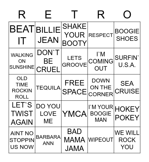 RETRO BINGO Card