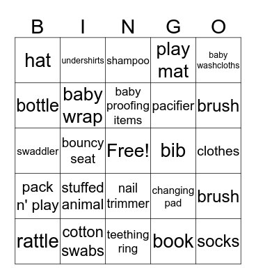 Baby Bingo Card