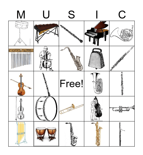 Instrument Bingo Card