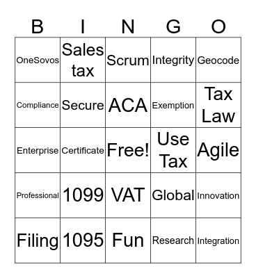 Sovos Bingo Card