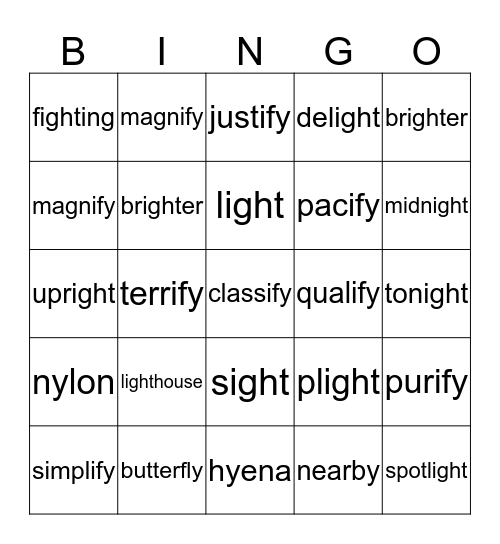 Phonics Book - Page 14 Bingo Card