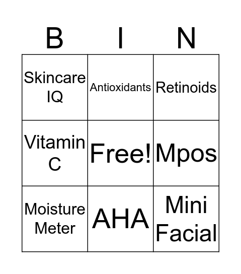 Skincare That's So you Bingo Card