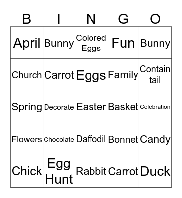 Egg Spectacular Bingo Card