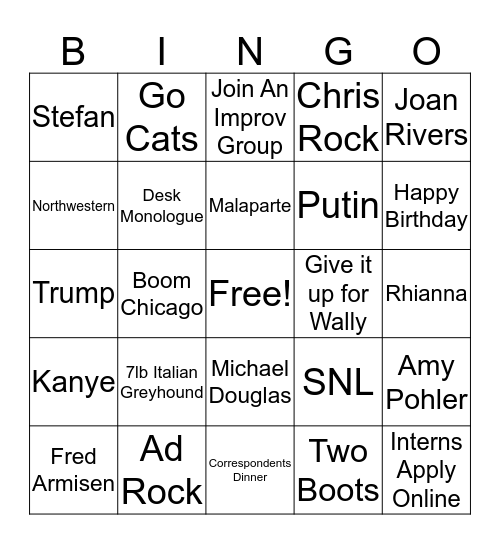 8G Band Legendary Q&A Bingo Card