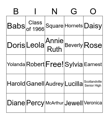 Scotlandville High Class of 1966  Bingo Card