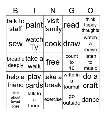 Keep Calm and Relax Bingo Card