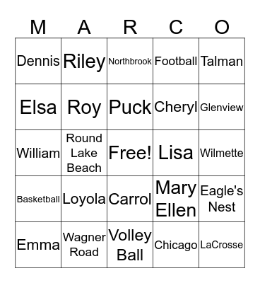 Marco Bingo Card