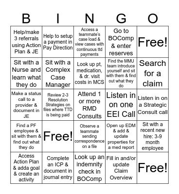 WC BINGO Card
