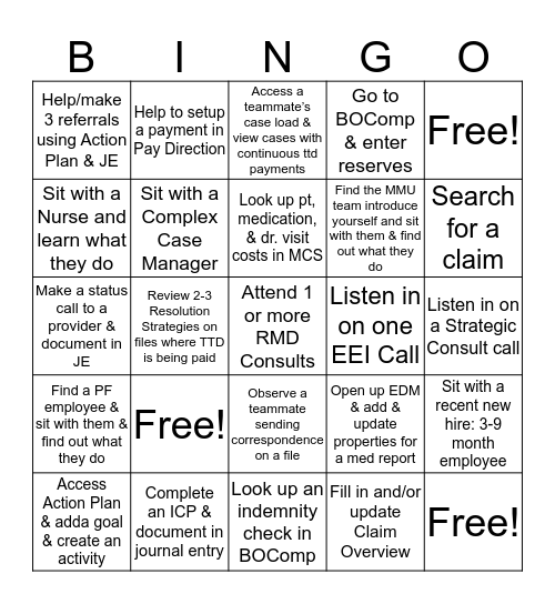 WC BINGO Card