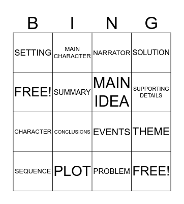 STAAR Vocabulary BINGO Card