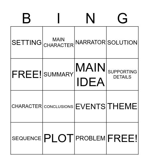 STAAR Vocabulary BINGO Card