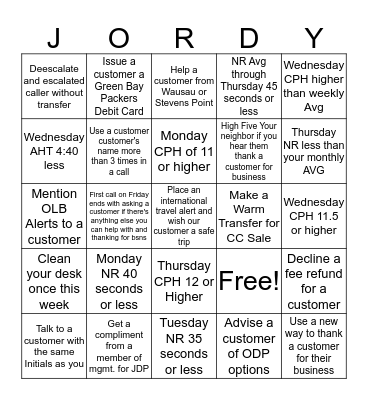 Customer Care Spring Fling Bingggggo! Bingo Card