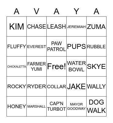 AVAYA GALVAN Bingo Card