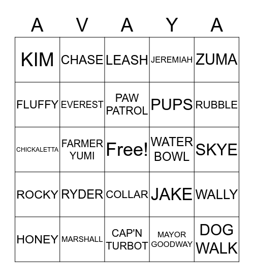AVAYA GALVAN Bingo Card