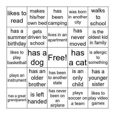 FIND SOMEONE WHO...... Bingo Card
