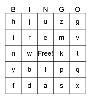 Alphabet bingo Card