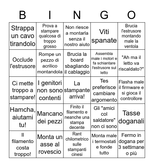 La Tarantula del TEStardo Bingo Card