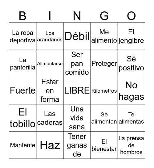 U3E1 Voabulario - Loteria Bingo Card