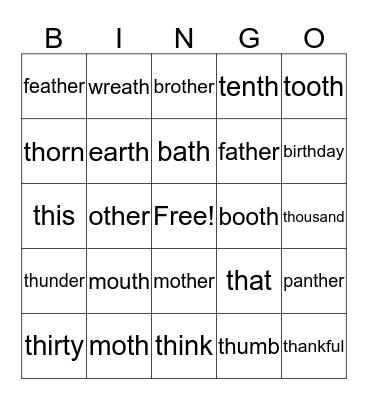 TH Bingo Card