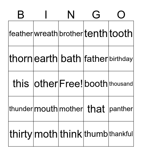 TH Bingo Card