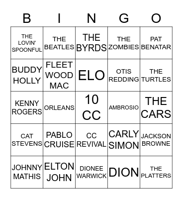 MUSIC BINGO Card