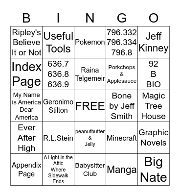 Library Bingo Card
