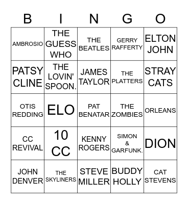 MUSIC BINGO Card