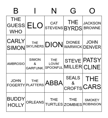 MUSIC BINGO Card